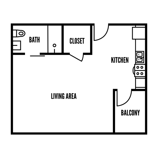 3D floor plan a Studio , 1 bath apartment