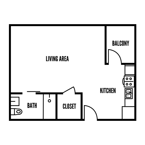 3D floor plan a Studio , 1 bath apartment