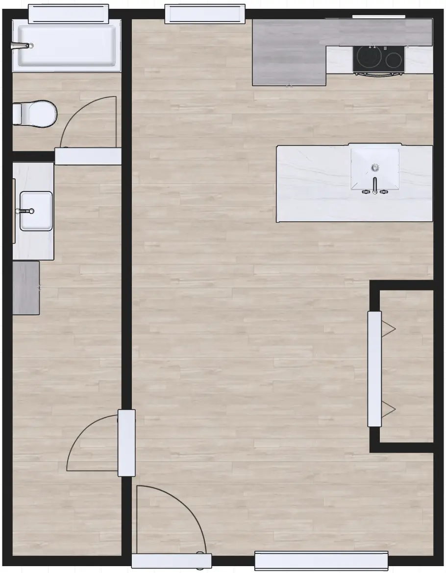 3D floor plan a Studio , 1 bath apartment