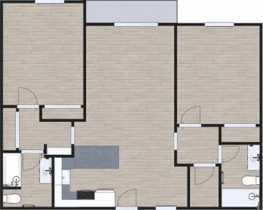 Traditional 2 bed, 2 bath, 1044 Sqft apartment floor plan