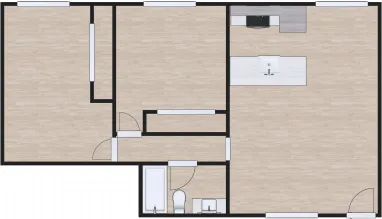 2 bed, 1 bath, 715 Sqft apartment floor plan